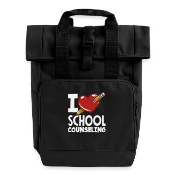 I Love School Counseling Heart Design - Roll Top Backpack with Two Handles - black - Front