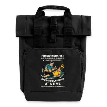 Physiotherapie mit Humor Patienten stärker machen - Rolltop Rucksack mit zwei Griffen - Schwarz - Vorne