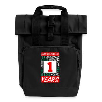 Kinder 1 Jahre Geburtstag Monate Stunden - Rolltop Rucksack mit zwei Griffen - Schwarz - Vorne