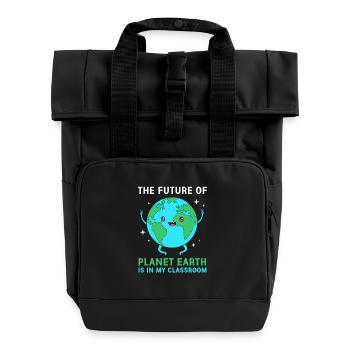 Earth Day - Roll Top Backpack with Two Handles - black - Front