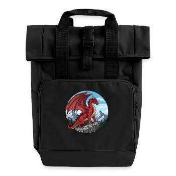 Red Cliff Dragon - Roll Top Backpack with Two Handles - black - Front