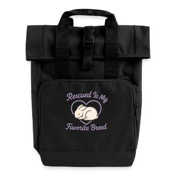 Bunny Mom Rabbit Rescue Adopt, Buy - Roll Top Backpack with Two Handles - black - Front