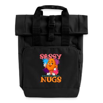 Chicken Nugget - Roll Top Backpack with Two Handles - black - Front