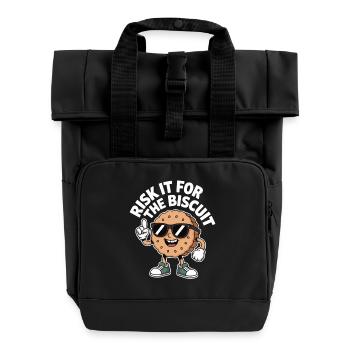 Riskier’s für den Keks – Lustiges Keks-Shirt - Rolltop Rucksack mit zwei Griffen - Schwarz - Vorne