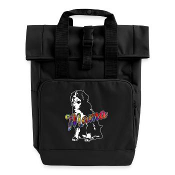 Bernese Mountain Mama - Roll Top Backpack with Two Handles - black - Front
