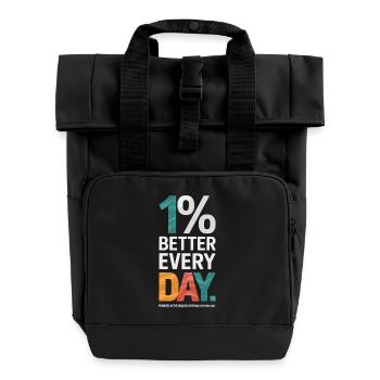 Daily Improvement – Inspiration for Success - Roll Top Backpack with Two Handles - black - Front
