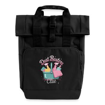 Dust Busters Club Cleaning and Fun Design for - Roll Top Backpack with Two Handles - black - Front
