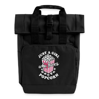 Just a girl who loves Popcorn - knusprig & lecker - Rolltop Rucksack mit zwei Griffen - Schwarz - Vorne
