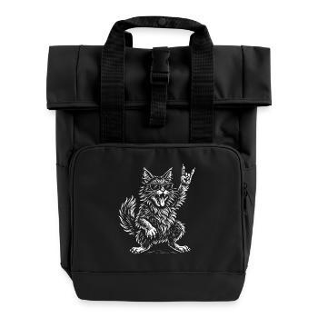 Rock Musique Maine Coon Chat Drôle Heavy Metal - Sac à dos Roll Top à deux anses - noir - Devant