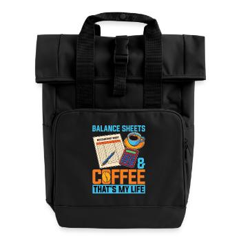 Accounting Balance Sheets & Coffee Spreadsheet - Roll Top Backpack with Two Handles - black - Front