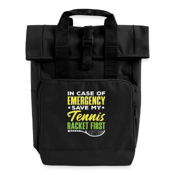 In Notfall Tennis Schläger Erst Retten Tennis - Rolltop Rucksack mit zwei Griffen - Schwarz - Vorne