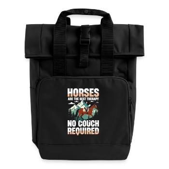 Pferde Sind Die Beste Therapie Keine Couch - Rolltop Rucksack mit zwei Griffen - Schwarz - Vorne