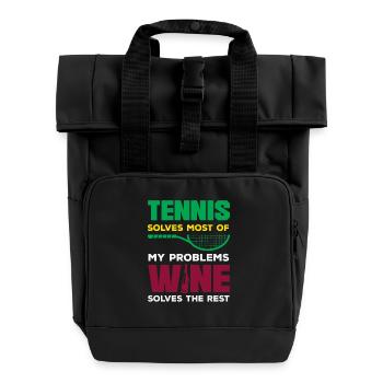 Tennis Spieler: Tennis Löst Die Meisten Probleme - Rolltop Rucksack mit zwei Griffen - Schwarz - Vorne