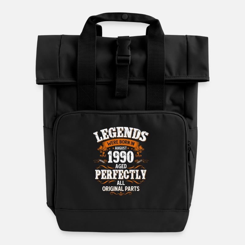 35ème anniversaire cadeau mari Original août 1990 - Sac à dos Roll Top à deux anses - noir