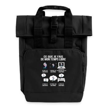 Ce que je fais de mon temps libre Dauphin - Sac à dos Roll Top à deux anses - noir - Devant