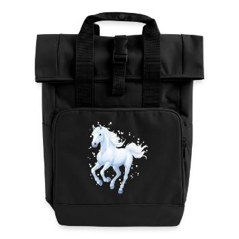 Cheval avec des flocons de neige - Sac à dos Roll Top à deux anses - noir - Devant