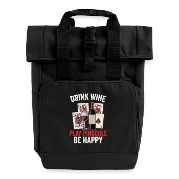 Pinochle Design Pinochle Cards Game Night - Roll Top Backpack with Two Handles - black - Front