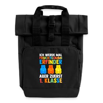 Architektin Erste Klasse Einschulung Schulkind - Rolltop Rucksack mit zwei Griffen - Schwarz - Vorne