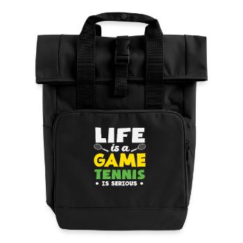 La vie est un jeu Joueur de tennis Dicton - Sac à dos Roll Top à deux anses - noir - Devant