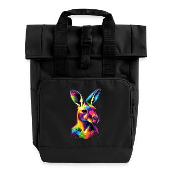 Kangourou Australie Outback Kangourous mignons sauvages - Sac à dos Roll Top à deux anses - noir - Devant