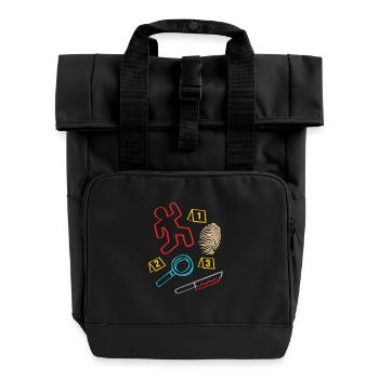 True Crime Krimi - Rolltop Rucksack mit zwei Griffen - Schwarz - Vorne