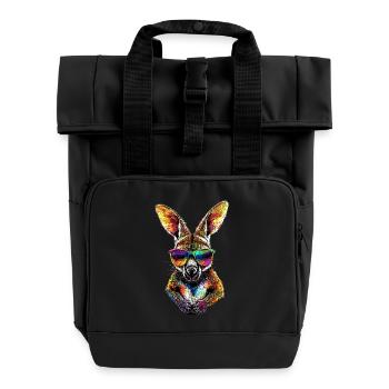 Wallaby Australie Outback Kangourou doux sauvage - Sac à dos Roll Top à deux anses - noir - Devant