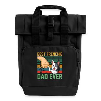 Bester Frenchie-Vater aller Zeiten – Lustige französische Bulldogge - Rolltop Rucksack mit zwei Griffen - Schwarz - Vorne