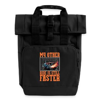 Car Racing My Other Ride Is Still Street Racing - Roll Top Backpack with Two Handles - black - Front