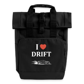 Spaß Drift Autorennen - Rolltop Rucksack mit zwei Griffen - Schwarz - Vorne