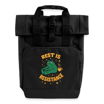 Calmness is resistance mindfulness affirmation - Roll Top Backpack with Two Handles - black - Front