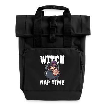 WITCH NAP TIME - WITCH HALLOWEEN - Roll Top Backpack with Two Handles - black - Front