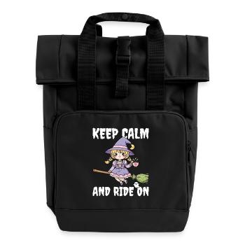 KEEP CALM AND RIDE ON - WITCH HALLOWEEN - Roll Top Backpack with Two Handles - black - Front