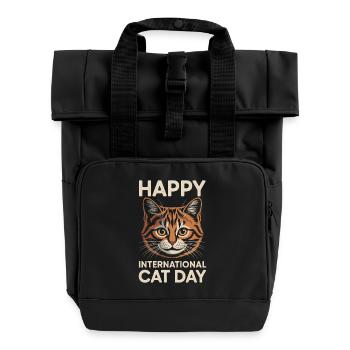 Alles Gute zum Internationalen Tag der Katze - Rolltop Rucksack mit zwei Griffen - Schwarz - Vorne