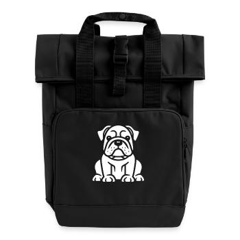 Chiot Bouledogue Illustration Détaillée - Sac à dos Roll Top à deux anses - noir - Devant