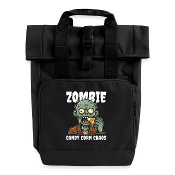 ZOMBIE CANDY CORN CHAOS - ZOMBIE HALLOWEEN - Roll Top Backpack with Two Handles - black - Front