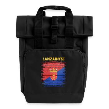 Lanzarote flag design with wave pattern - Roll Top Backpack with Two Handles - black - Front
