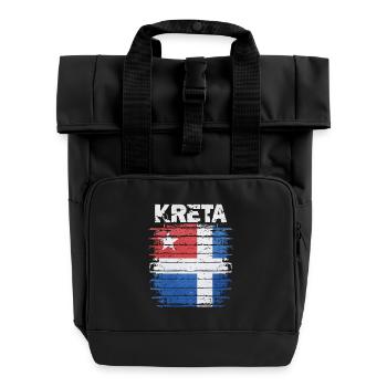 Crete Flag Art Print - Roll Top Backpack with Two Handles - black - Front