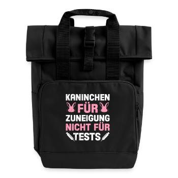Tierschutz KANINCHEN FÜR ZUNEIGUNG NICHT FÜR TESTS - Rolltop Rucksack mit zwei Griffen - Schwarz - Vorne