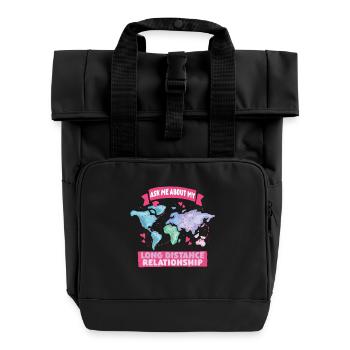 Long-distance relationship - Roll Top Backpack with Two Handles - black - Front