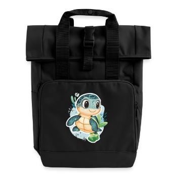 Schildkröte - Rolltop Rucksack mit zwei Griffen - Schwarz - Vorne