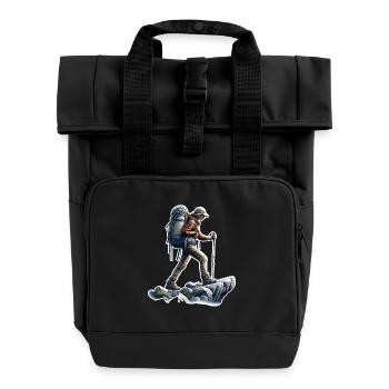 Mountaineering Hiking - Roll Top Backpack with Two Handles - black - Front