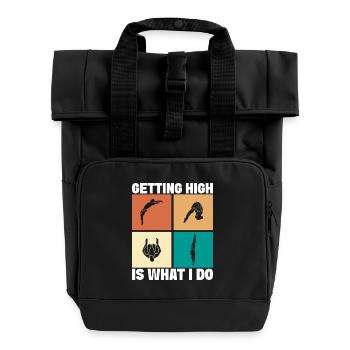 Diving diving board - Roll Top Backpack with Two Handles - black - Front