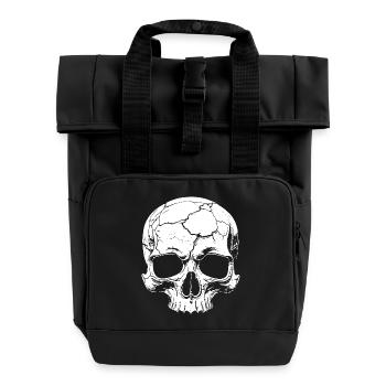 Abstract skull with cracks - Roll Top Backpack with Two Handles - black - Front