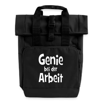 Genius at work - office - job - work - Roll Top Backpack with Two Handles - black - Front