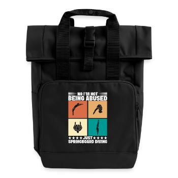 Diving diving board - Roll Top Backpack with Two Handles - black - Front