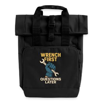 Auto Mechaniker Humor lustiger Schrauber Spruch - Rolltop Rucksack mit zwei Griffen - Schwarz - Vorne