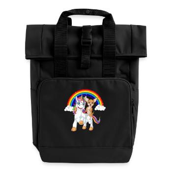 Chihuahua Chevauchant Licorne - Sac à dos Roll Top à deux anses - noir - Devant