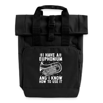 Baritone Player I Know How To Use It Euphonium - Roll Top Backpack with Two Handles - black - Front