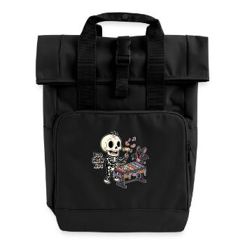 Skelett mit Xylophon und Fledermaus - Rolltop Rucksack mit zwei Griffen - Schwarz - Vorne