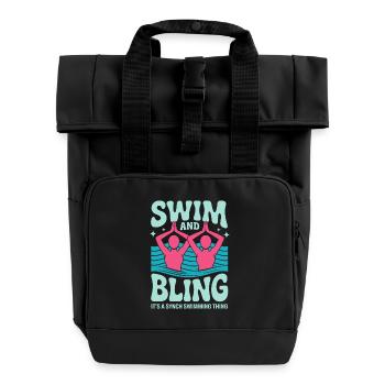 Synchronschwimmen Kunstschwimmen Wassersport - Rolltop Rucksack mit zwei Griffen - Schwarz - Vorne